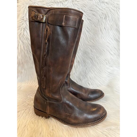 BED STU Cobbler Series 608 Riding Boots Leather Knee High Western Flat, Brown - Picture 10 of 10